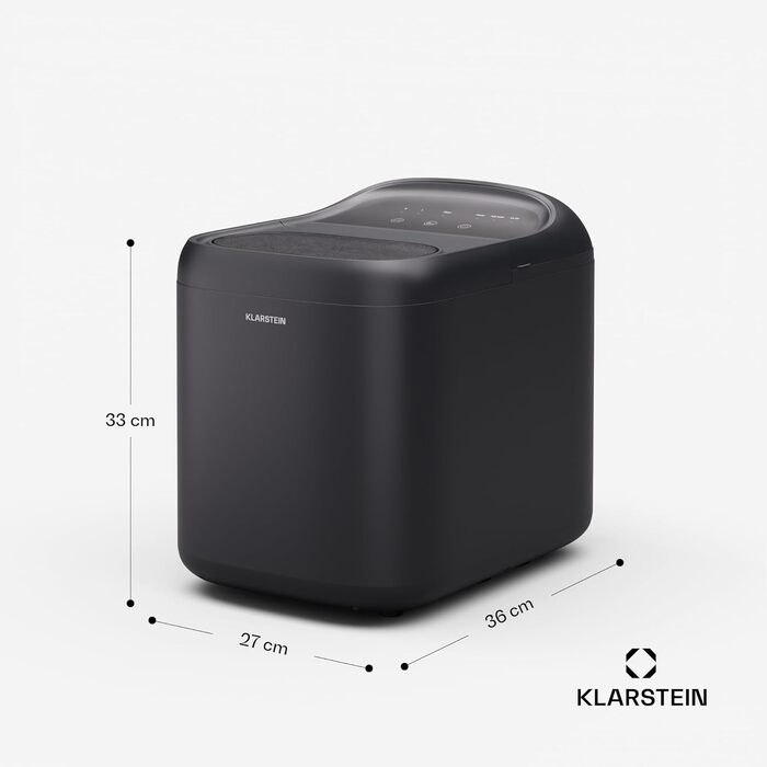 Льодогенератор Klarstein On-The-Rocks - 12 кг/24 год, 2 розміри кубиків льоду, самоочищення, чорний