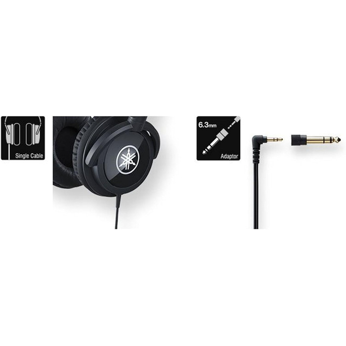 Навушники Yamaha HPH-100B чорного кольору – закриті On-Ear навушники для унікального звуку та динамічного звучання. Ідеально підходять як аксесуар для клавішних та цифрових піаніно Yamaha.