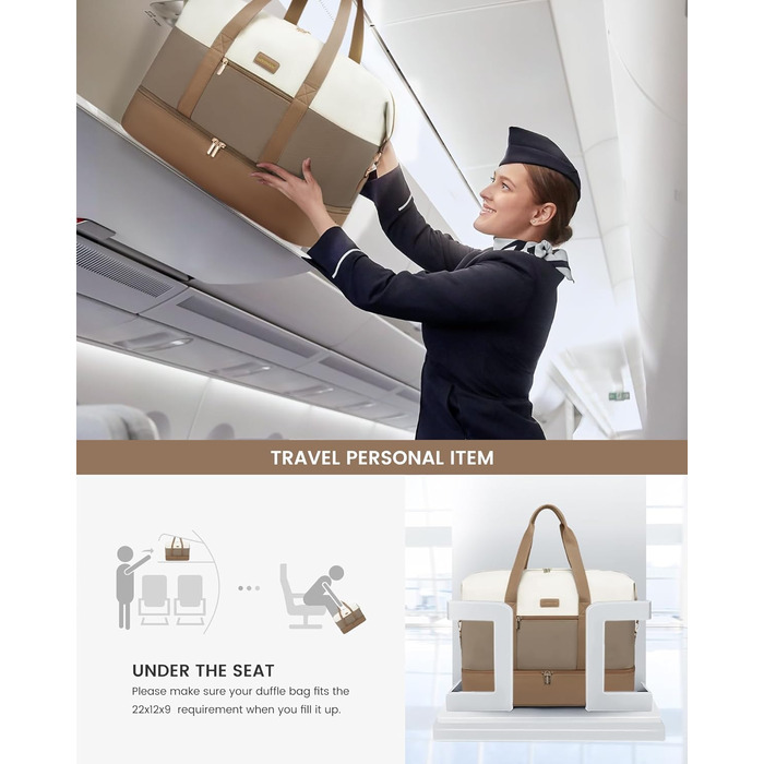 Сумка-мішок LOVEVOOK для жінок, 60L: дорожня, спортивна, для подорожей, з відділенням для взуття (55x42x25cm)