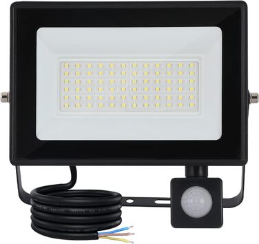 LED Floodlight 50W, Outdoor 5000LM, Spotlight 72 LED IP65 Waterproof, Outdoor Floodlight 6500K Cold White, 230V for Garage, Garden 【2 Pieces Black】 (50wgj 6500k Cold White, Motion Sensor)