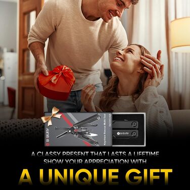 Мультитул BIBURY 10-в-1 з невидимими пінцетами, розбивачем скла, кріпленням для ременя та ножем для різання ременів. Ідеальний для кемпінгу, риболовлі, відпочинку на природі. Міні-інструмент BIBURY, чорний. Чудовий подарунок для жінок та чоловіків.