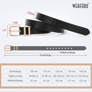Жіночі шкіряні ремені WERFORU (3 шт.) - чорний, коричневий, бежевий. Підходять для талії 81-95 см