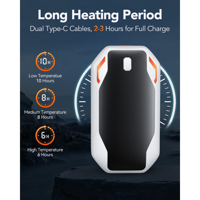 Електричні грілки для рук PHEJIE, 2 шт. - 3 режими нагріву, портативні, для активного відпочинку, кемпінгу, гольфу, подарунок для жінок та чоловіків (чорний/білий)