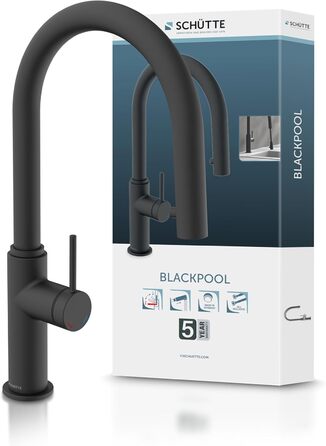 Кухонний змішувач SCHÜTTE 79562 Blackpool з висувною лійкою, поворотний на 360°, з однорідним змішувачем, чорний