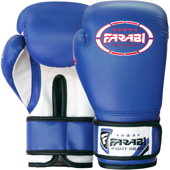 Дитячі боксерські рукавички Farabi Sports 8oz/6oz - для боксу, ММА, муай-тай, кікбоксингу, спарингу та тренувань (блакитні)