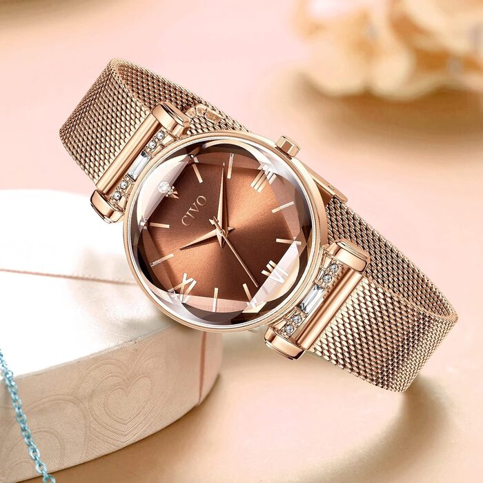 Жіночий годинник CIVO: водостійкий, мінімалістичний, кварцовий, кварцовий годинник для жінок (Y-3 рожеве золото)