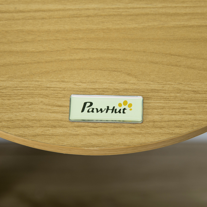 PawHut Настінне ліжко для котів PawHut, лежанка для котів з захисним бордюром і подушкою, дуб + кремово-білий, Ø34x10,5 см | Aosom