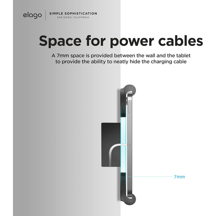 Тримач для планшета elago Home Hub Mount для Apple iPad, iPad Air/Pro, Samsung Galaxy Tab та інших планшетів, силіконовий, з кабельний-менеджментом, темно-сірий