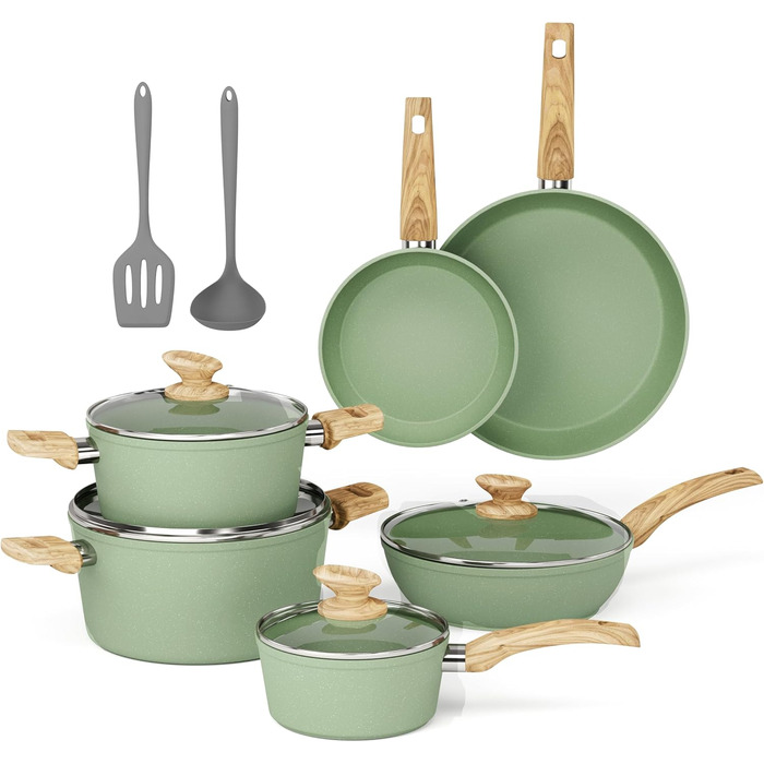 Набір посуду MAISON ARTS 12 предметів: каструлі та сковороди з антипригарним покриттям, гранітне покриття, для індукційних плит, плити, кухонний набір