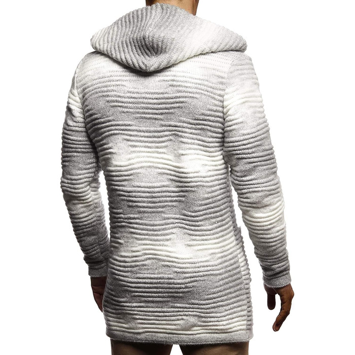 Чоловіча в'язана куртка Leif Nelson з капюшоном та блискавкою - чоловічий кардиган з м'якого трикотажу, XXL, бежево-сірий