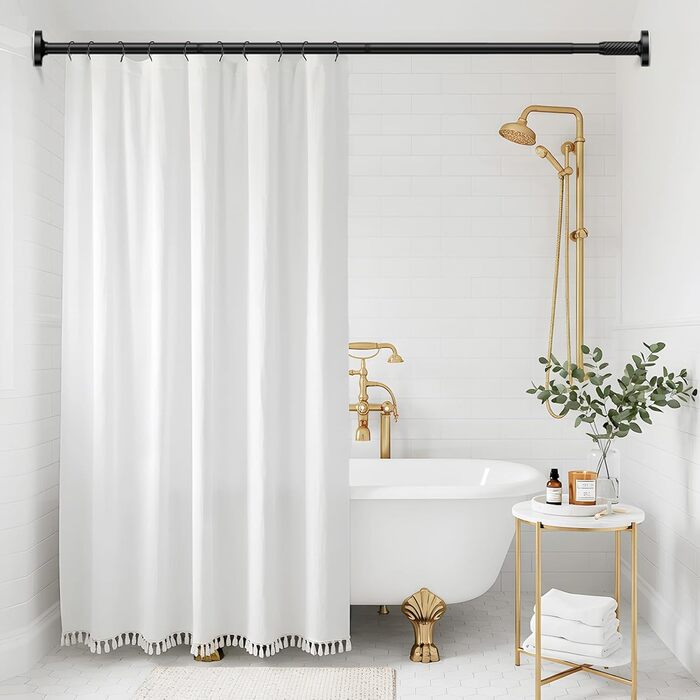 Штанга для штор без свердління AIZESI 100-230 см, Ø 25 мм, телескопічна - для вікон, душу, балкону (чорний)