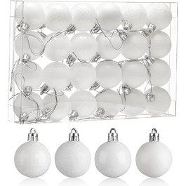24 штуки новорічні кулі для ялинки 4 см, пластик, міцні, для декору ялинки