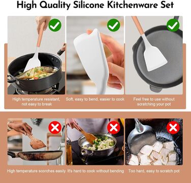 Набір кухонних аксесуарів Howephofly: 23 шт. з силікону, антипригарні, стійкі до нагріву, з тримачем та гачками для підвішування (білий)