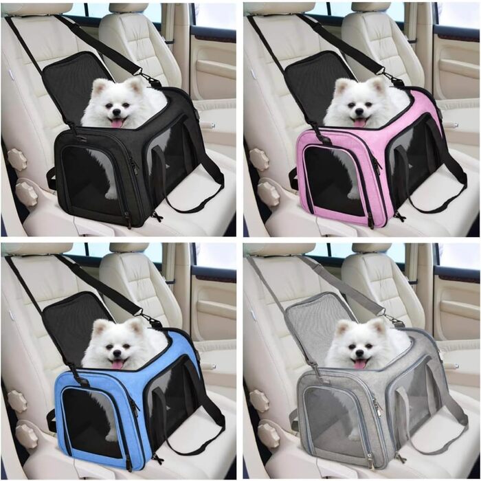 Транспортна сумка для кота та собаки, велика, портативна, для прогулянок на вулиці, складна, дихаюча, велика місткість, для двох маленьких котів, для подорожей на авто (сірий)