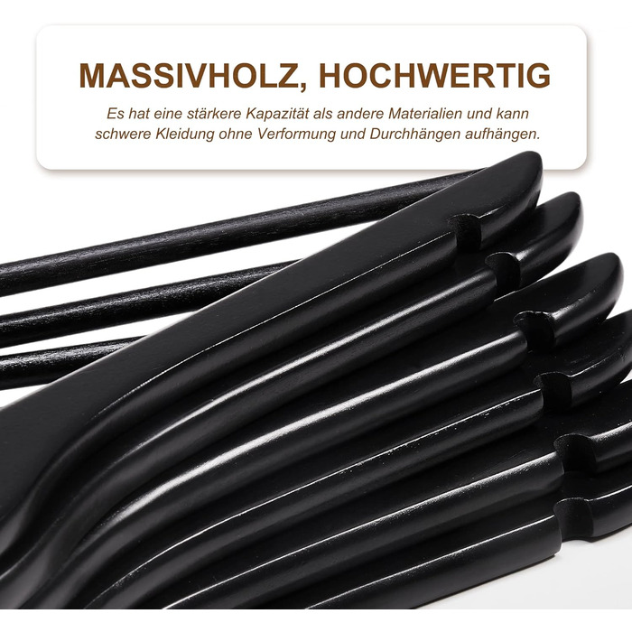 Дерев'яні вішалки для одягу HOUSE DAY, 32 шт., чорні, стабільні, обертаються, ширина 44,5 см, з вирізом, гачки рожевого золота