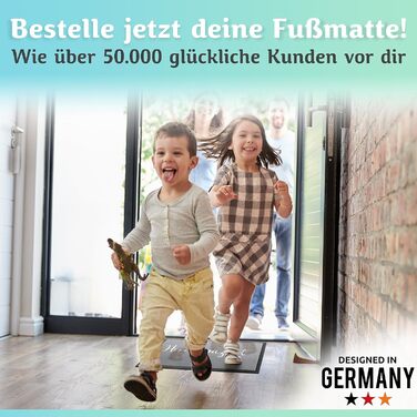 Килимок для дому Hereinspaziert 40x60 см: мийний, для порогу, з написом та серцем