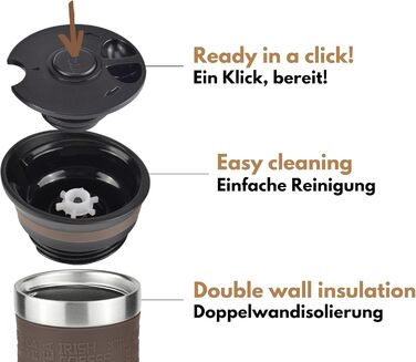 Термокружка Milu 370мл/450мл з нержавіючої сталі, ізольована, для кави, to go, без витоку, автокружка, термокружка, travel mug, коричнева