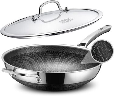 Вок з антипригарним покриттям, 32 см - нержавіюча сталь, для всіх плит, безпечний (PFOA Free)