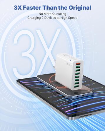 Мережевий адаптер USB 6 портів 33W з QC 3.0, білий (2 шт.) - для iPhone, iPad, Android