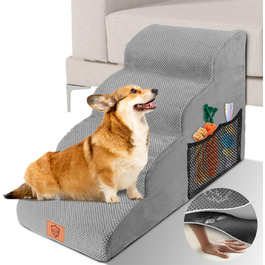 Dog stairs, dog stairs 50cm high, pet stairs 4 steps, removable non-slip foam dog ramp, dog stairs for small dogs and cats, washable cat stairs