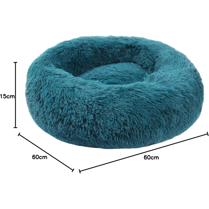 Кругле ліжко для собак та котів BVAGSS: м'яке, плюшеве, зручне, 50/60 см, блакитне