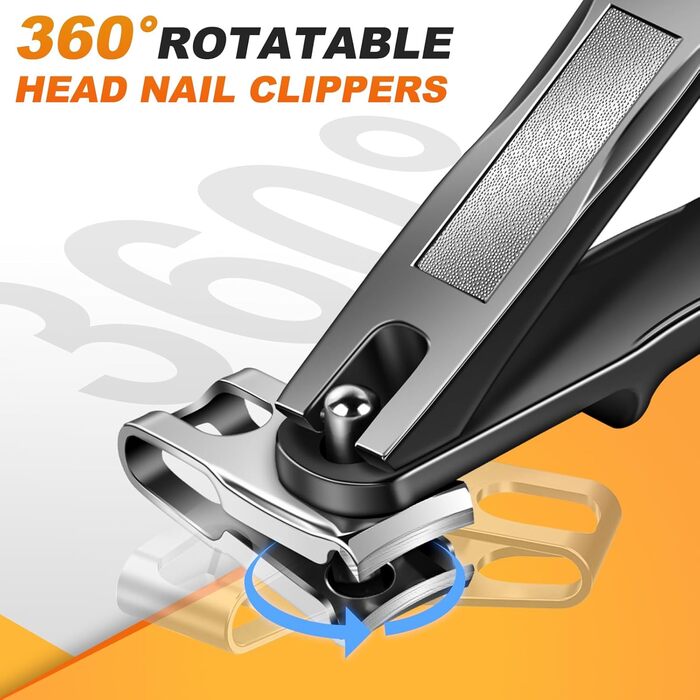 Інструмент для стрижки нігтів для літніх людей та чоловіків з товстими нігтями, 16 мм/37 мм, важкий, з кутовими лезами 45 градусів, для врослого нігтя (Помаранчевий)