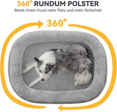 Ортопедичне ліжко для собак Pawk, середні та великі породи, з підтримкою шиї, з Memory Foam, водонепроникне, знімний чохол (Світло-сірий, XL-L 107 x 81 x 19 см)