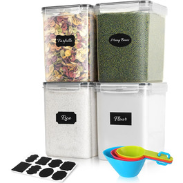 Набір контейнерів для зберігання Withosent 24 шт. з герметичними кришками, 2л, 1.6л, 0.8л, для кухні, борошна, мюслі, кукурудзяних пластівців, з етикетками та ложками
