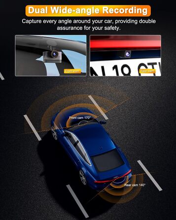 Відеореєстратор Auto Dashcam 4K+1080P з Wi-Fi, 64GB, IPS 3' екраном, Нічне бачення, G-сенсор, Loop-запис, 170°+140° Кут огляду, Паркінг 24/7, Керування через App, Підтримка до 256GB