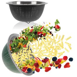 Набір з 2 сит для кухні COM-FOUR® з нержавіючої сталі - сито для макаронів, овочів, фруктів та салатів (2 шт, діаметр 28 см, кольоровий мікс)