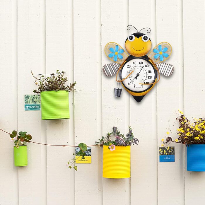 MUMTOP Thermometer for Indoor and Outdoor Use, Bee Design, Large, Wall Mountable, for Patio, Yard, Garden
