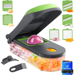 Ibergrif M521 – Мультифункціональний подрібнювач овочів 6-в-1, 1200 мл, чорно-зелений