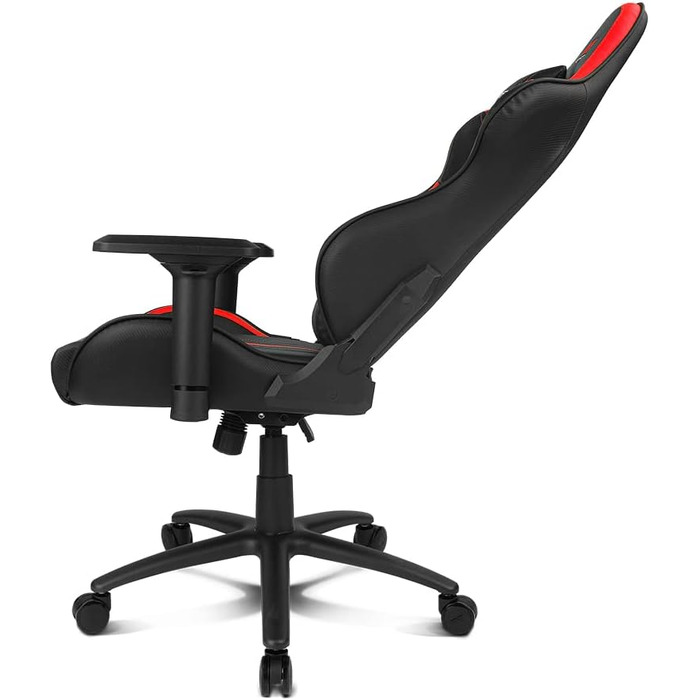 Професійне ігрове крісло DRIFT GAMING DR350 ергономічне, з 4D-підлокітниками, подушками під поперек та шию, нахил 135°, безшумні колеса, чорно-червоне