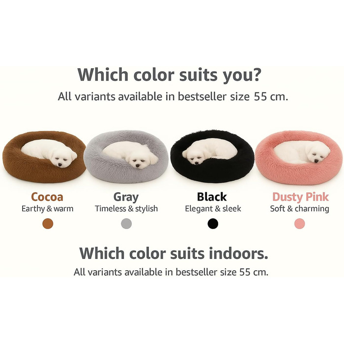 Кругле ліжко для собак та котів Flamingo, м'яке, з подушкою, діаметр 55 см, рожеве, 55x55x12 см