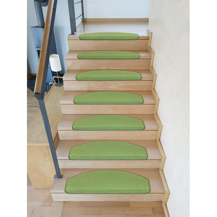 Kettelservice-Metzker® Step Mats Vorwerk Uni Single and Value Set Olive Green 14 Pieces Half-Round Olive Green 14 Pieces