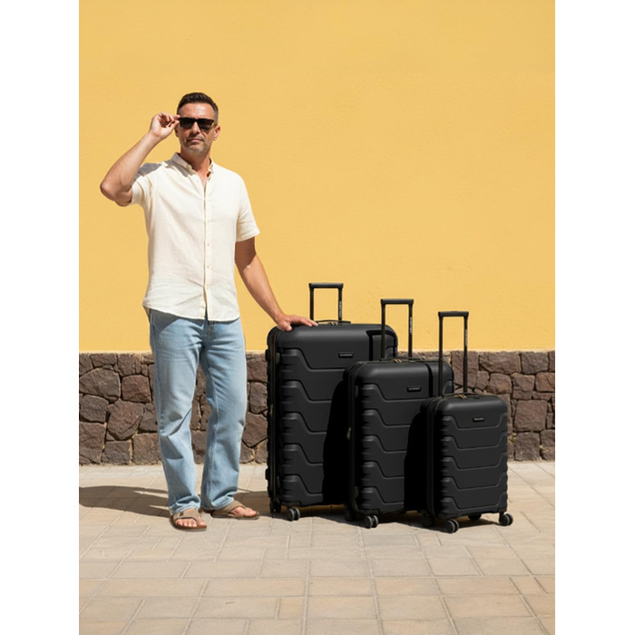 Набір валіз Smartbox Hartschalen 3-х частинний | Розширюваний, з TSA-замком, з поліпропілену | Чорний (Edition 01)