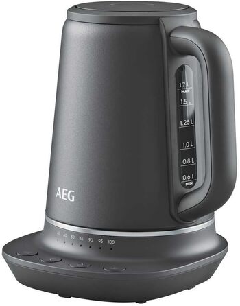 Електричний чайник AEG K7-1-6BP з 7 рівнями температури, функцією підігріву та захистом від перегріву, 1.7 л, сірий