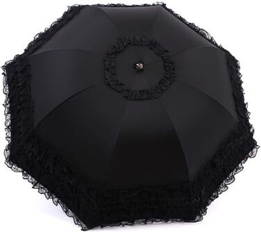 Жіночий дитячий парасолька від сонця та дощу FakeFace® з поліестеру, чорний, ручний, з UV-захистом