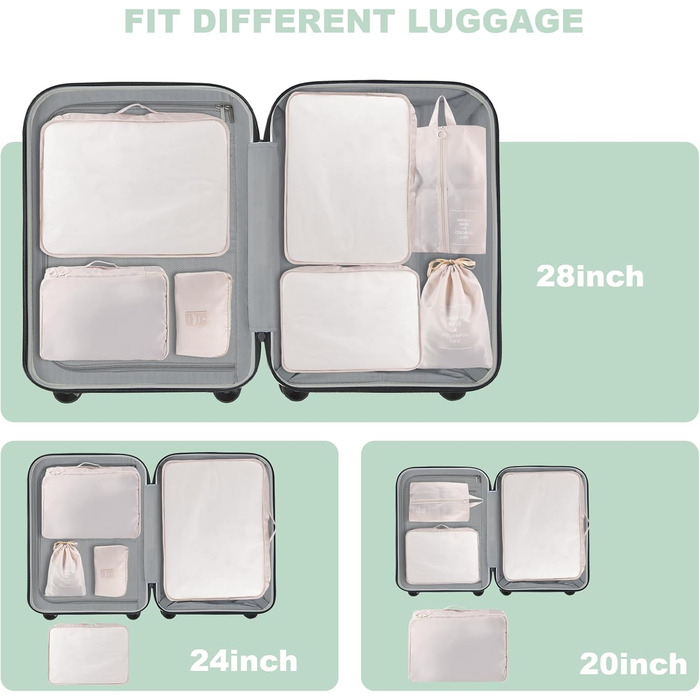 Органайзер для валізи BillyBath: Набір для подорожей (8 шт., A-beige)