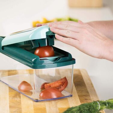 Набір для нарізання овочів Genius Nicer Dicer Fusion Julietti | 16 частин | Універсальний овочеріз | Слайсер, 26.5 x 11.5 x 14.5 см, м'ятно-зелений