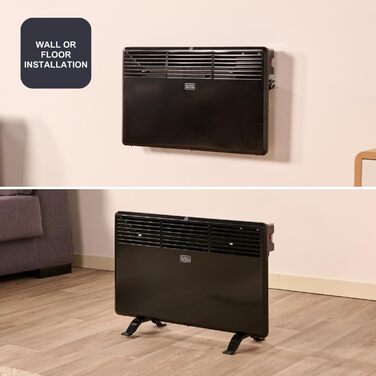 Електрична керамічна стінова панель Black+Decker BXWSH2000E з цифровим термостатом, 2000 Вт, програмована, з пультом керування та LED-дисплеєм, PTC-система