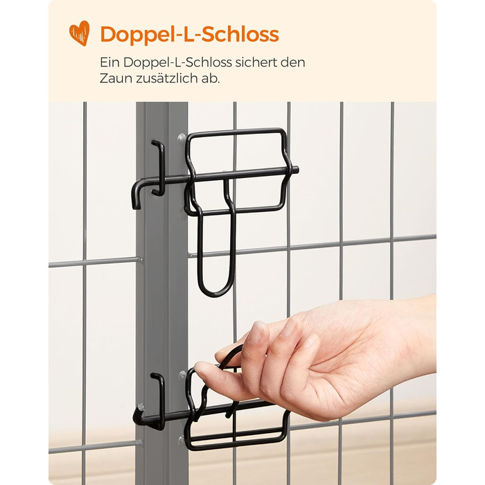 Вольєр для тварин Feandrea Freilaufgehege XL (77x80 см), чорний, з 8 панелей, DIY, для дому та вулиці