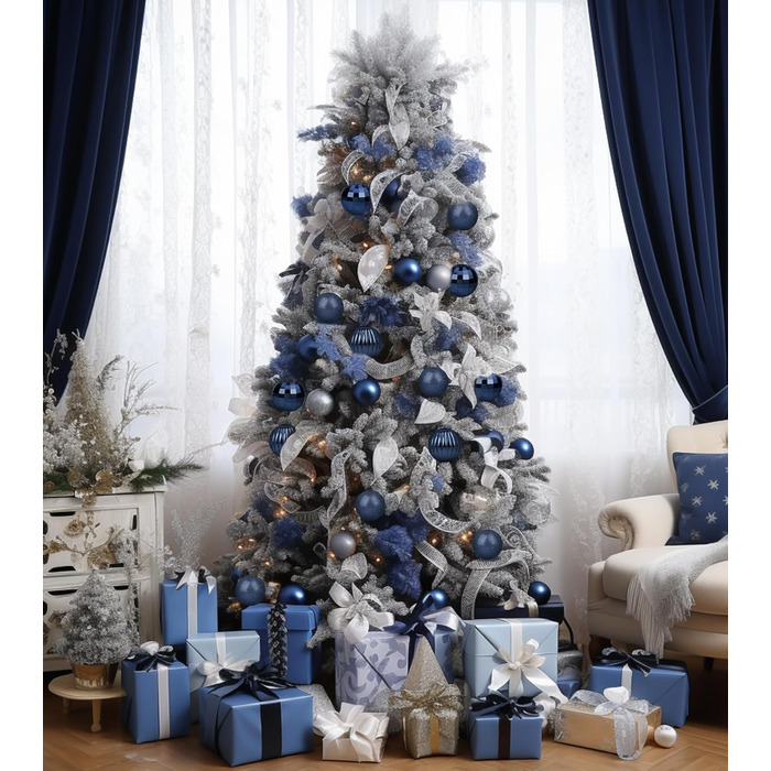 Набір ялинкових прикрас 36 шт. темно-синій, 6 см - ялинкові кулі для декорування