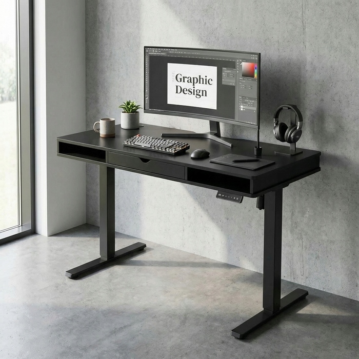 Прямокутний письмовий стіл Spacetronik 120 x 60 x 120 см, чорний