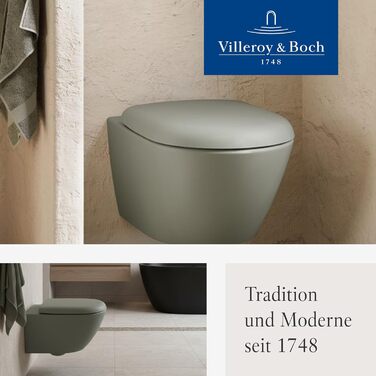 Сідушка для унітаза Villeroy & Boch O.novo D-подібна з мікроліфтом (SoftClose), Duroplast, матова, колір Morning Green
