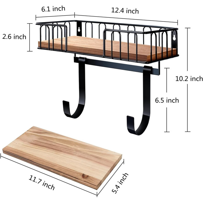 Настінна вішалка для праски та гладильної дошки MOREE, металева, чорна, для зберігання та декорування пральні