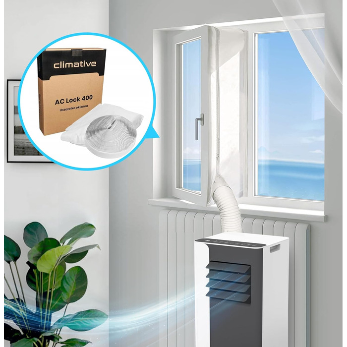 Мобільний кондиціонер 9000 BTU WiFi Tuya Smart, 2.6 кВт, 26 м², 3-в-1, з випускним шлангом, міні, комплект з ущільнювачем для вікна