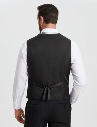 Жилет чоловічий HISDERN для весілля, елегантний, slim fit, класичний, однотонний, для наречених, смокінг, з кишенями, 3 ґудзики, S-4XL, чорний