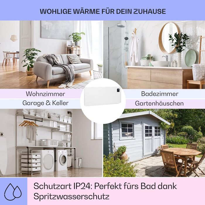 Klarstein Bansin Smart Convector Heater, 1500 W, Wall-Mountable/Freestanding, App Control, Energy Efficient, Overheat and Frost Protection, Child Lock, LED Display, Electric Heater for 30 m²