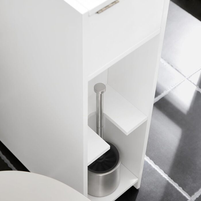 SoBuy BZR111-W Niche Shelf 20cm with Wheels Kitchen Shelf Niche Cart Roll Cart Niche Cabinet Narrow Shelf Toilet Paper Storage Bathroom Furniture White WxHxD approx. 20x75x60cm